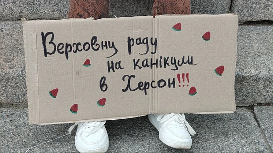 Учасники мітингу на площі у Миколаєві тримають плакати на підтримку Федорова