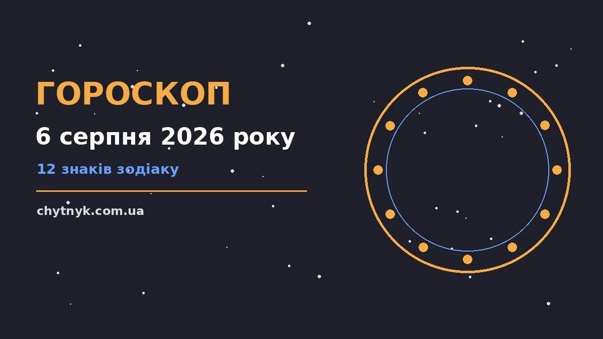Зодіакальний календар на 6 серпня 2026 року, знаки зодіаку на тлі ранкового неба