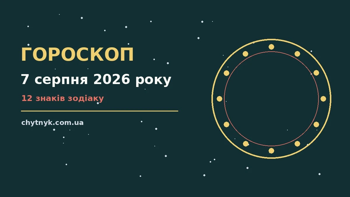 Космічний фон із зодіакальними символами для гороскопу на 7 серпня 2026 року