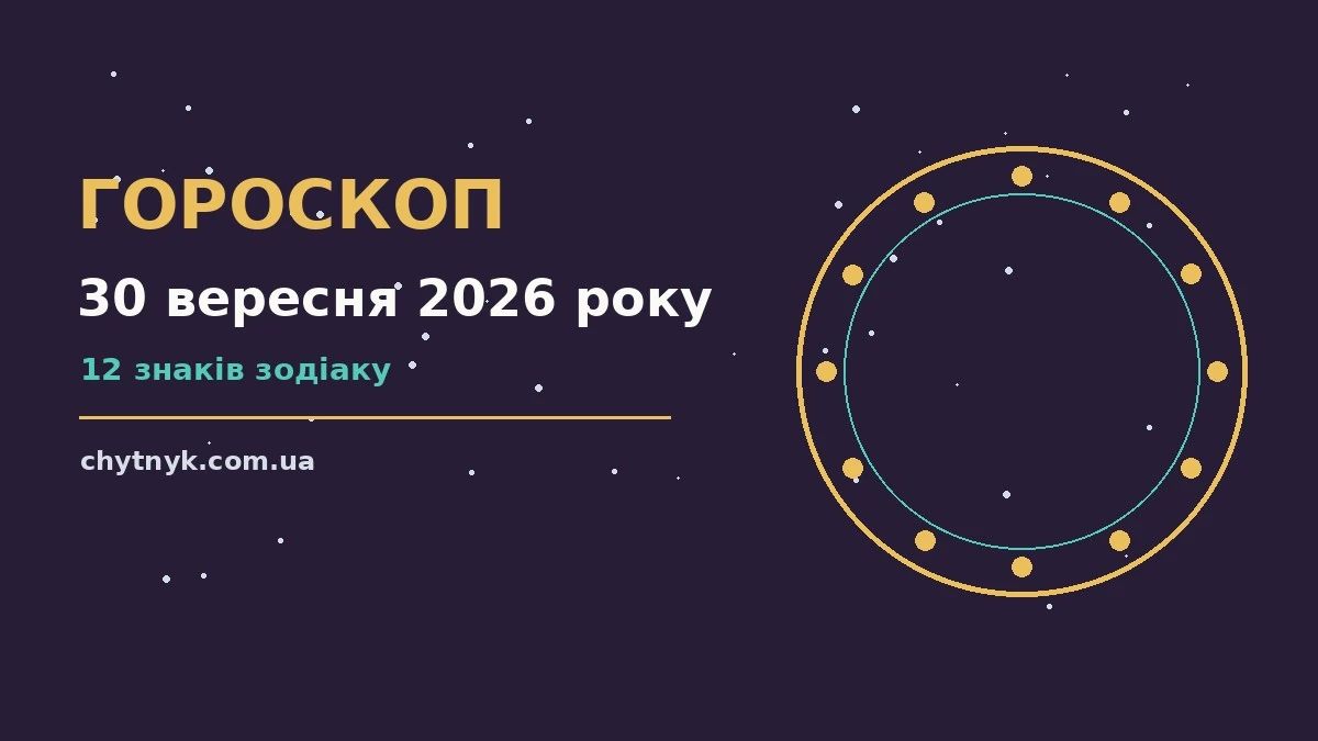 Зоряний гороскоп на 30 вересня 2026 року для всіх знаків зодіаку